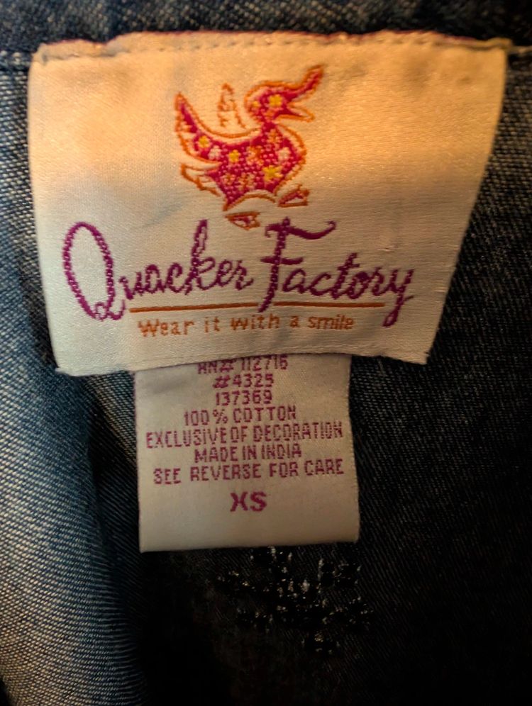 Vintage Quacker Factory Denim Shirt Embroidered Snowflake Blue XS image 3