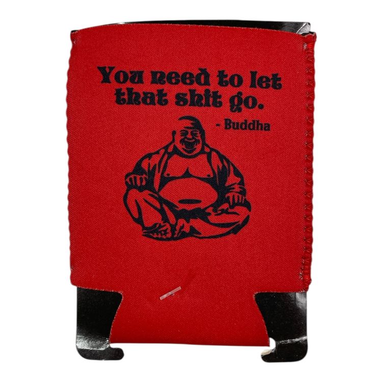 Red Can Cooler With Buddha Quote