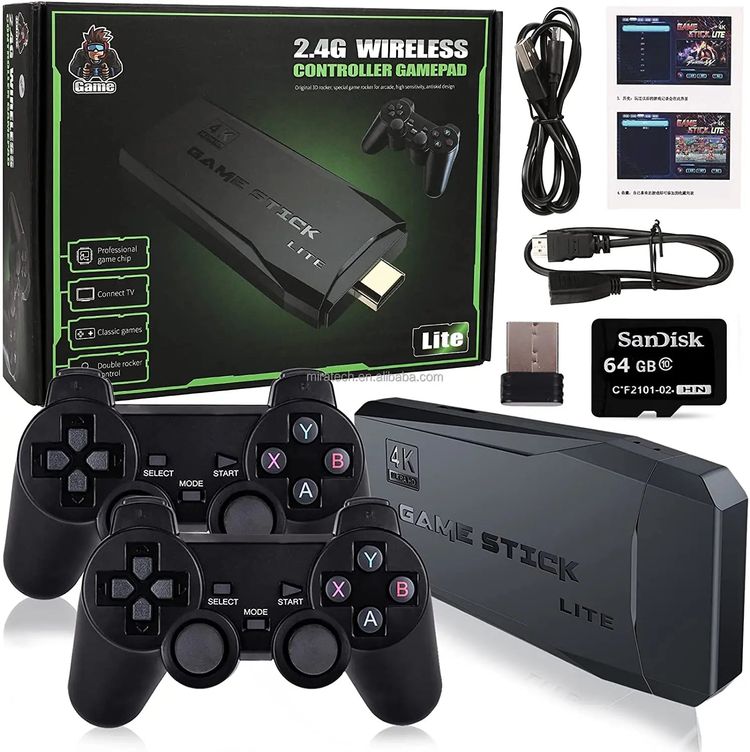 Games Stick M8 Family TV 64G Built-in 200002 Wireless Controller Gamepad 4K HD Video Game Console