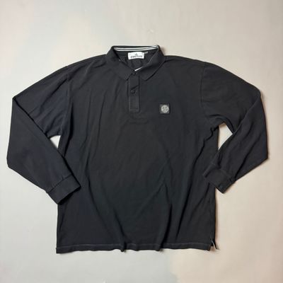 Stone Island Black Long Sleeve Polo Shirt - XXXL