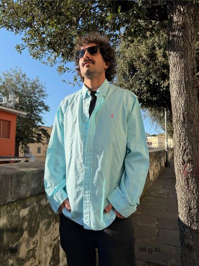 Light Blue Checkered Long Sleeve Shirt