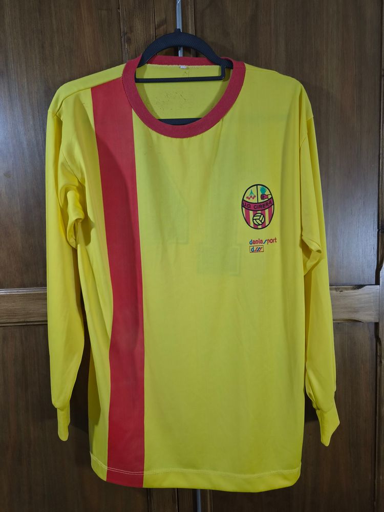 Yellow Long Sleeve Shirt With Red Stripe image 1