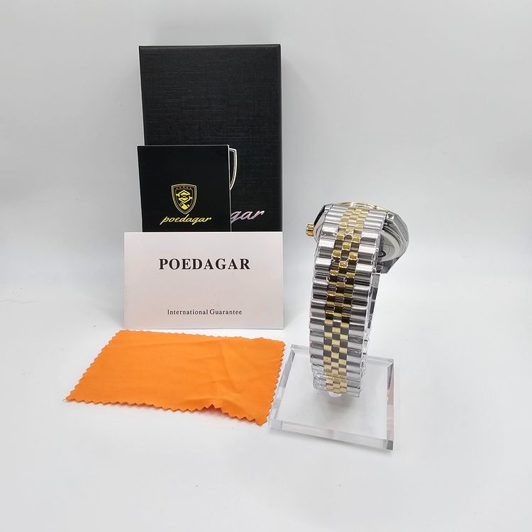 Silher dial Gold Bezel Roman Numerals Watch obraz 4