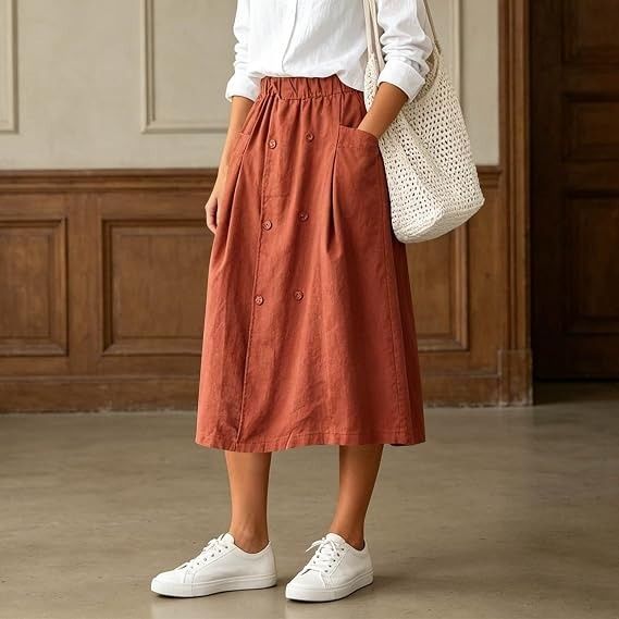 Rust Brown Midi Skirt image 2