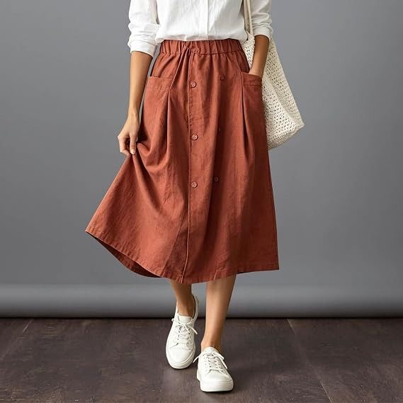Rust Brown Midi Skirt image 1