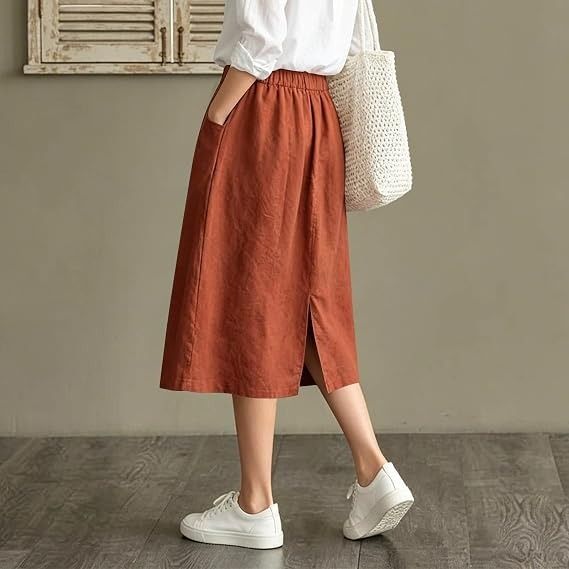 Rust Brown Midi Skirt image 4