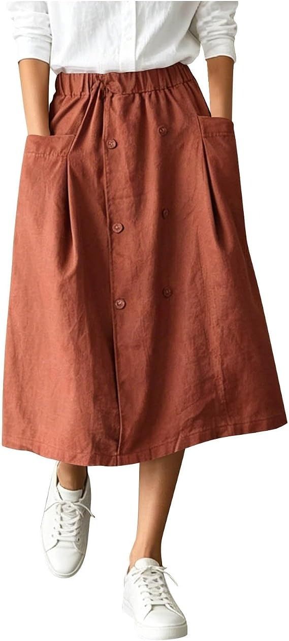 Rust Brown Midi Skirt image 5