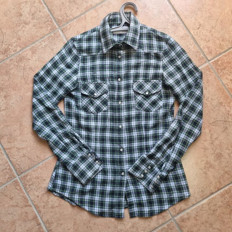 Roy Roger'S Green Plaid Button-Up Shirt M image 1