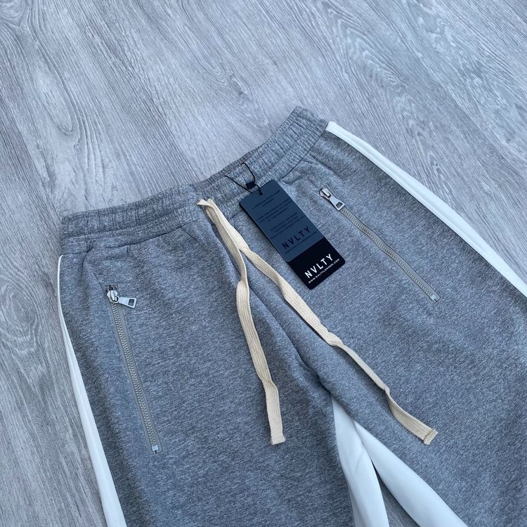NVLTY Panelled Track Shorts - Grey/White 2