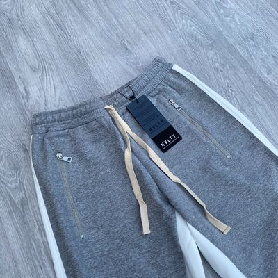 NVLTY Panelled Track Shorts - Grey/White 2