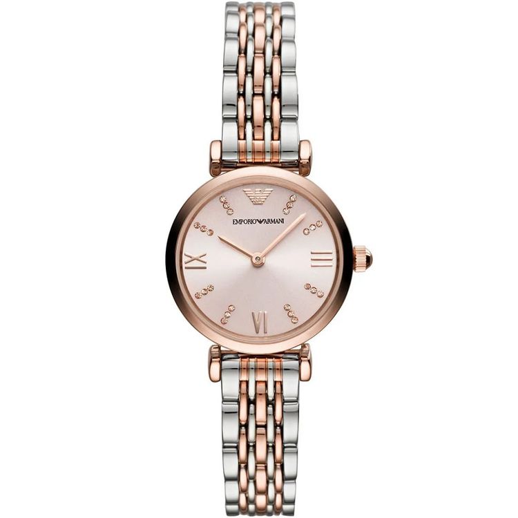 Emporio Armani AR11223 Silver, Pink Leather Watches For Women image 1
