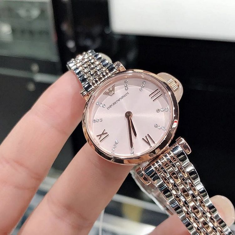 Emporio Armani AR11223 Silver, Pink Leather Watches For Women image 5