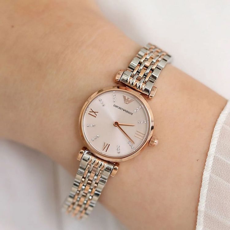 Emporio Armani AR11223 Silver, Pink Leather Watches For Women image 2