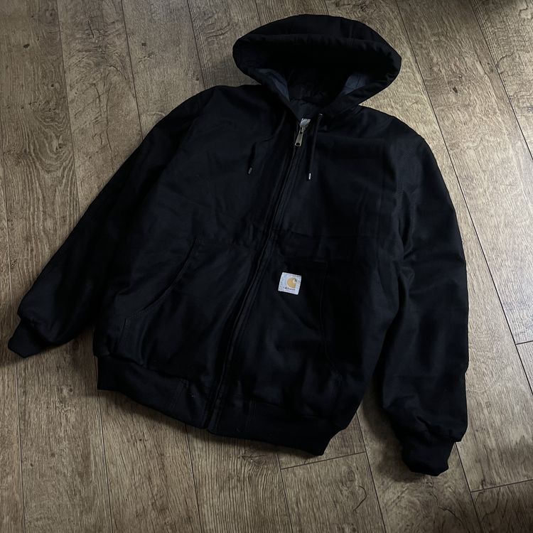 Carhartt Black Detroit Canvas Workwear Reworked Jacket (Model is 6'2)