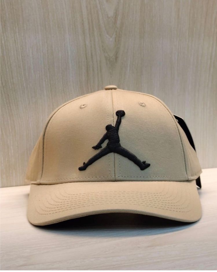 Beige Baseball Cap With Black Logo