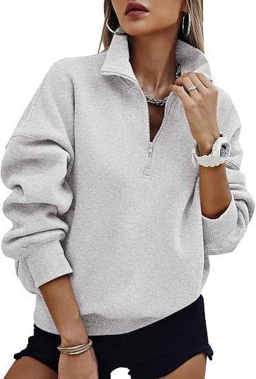 Grey Quarter-Zip Sweatshirt image 1