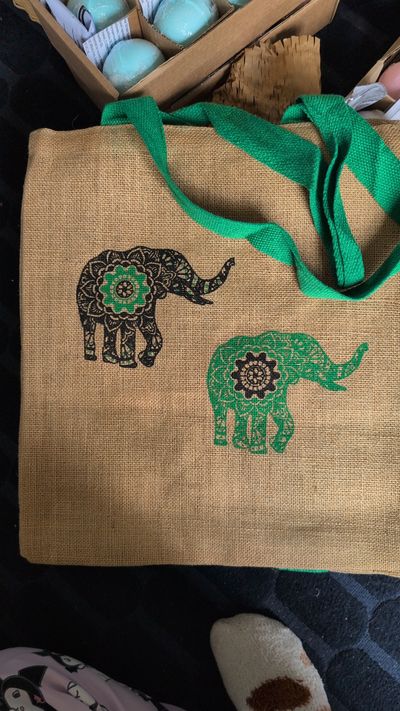 jute tote bags with printed designs - Buyers choice of 1!
