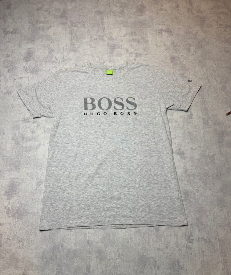 Hugo Boss Grey T-Shirt Big Logo Casual Basic 
