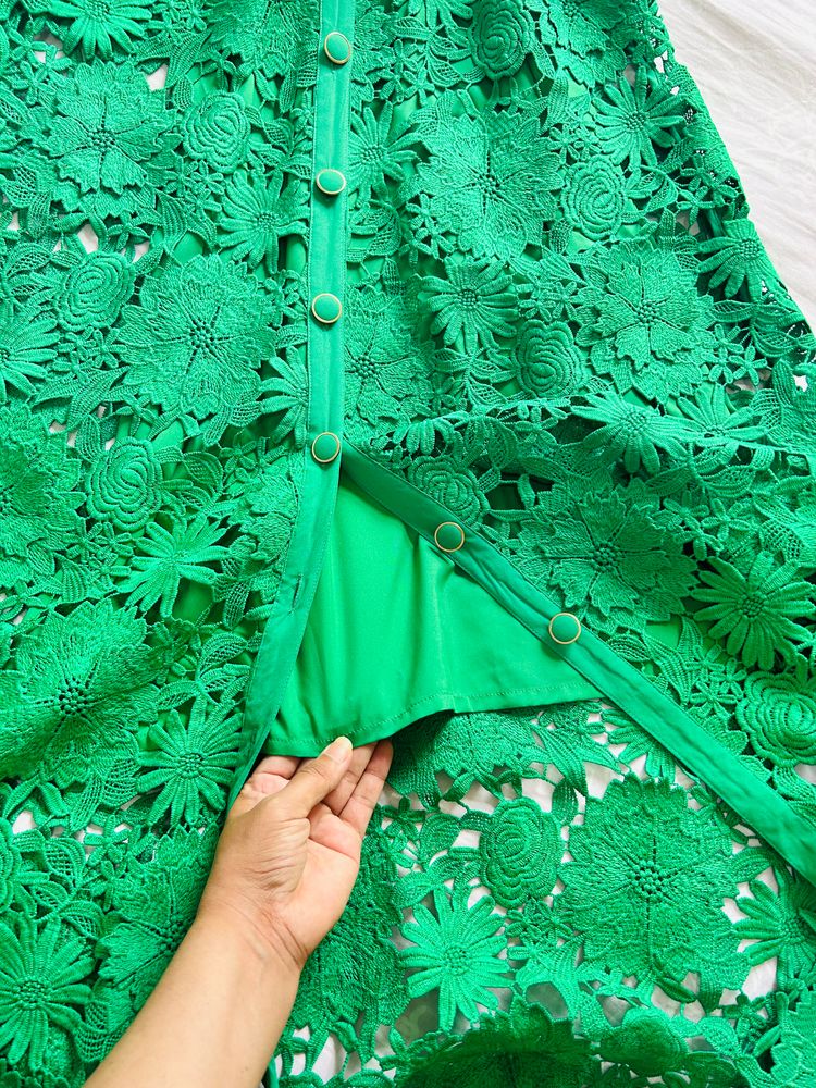Next Green Lace Dress With Belt 3