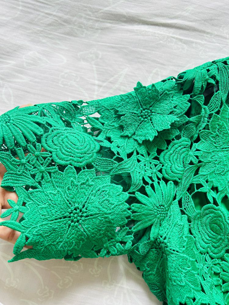 Next Green Lace Dress With Belt 4
