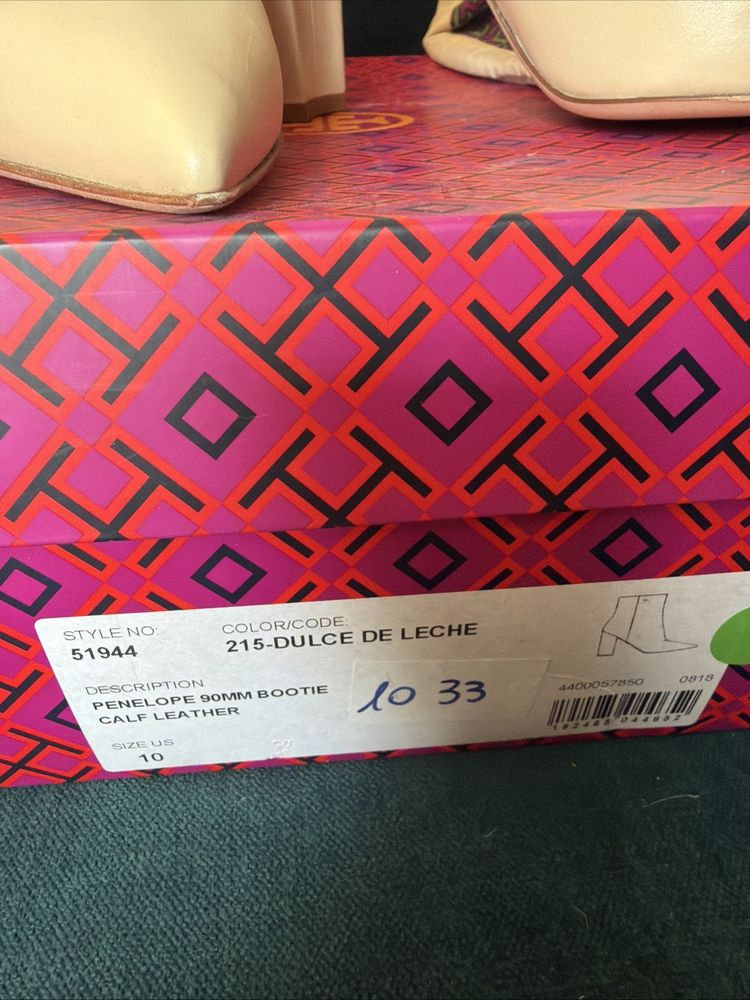 Tory Burch PENELOPE 90MM Heeled Ankle Boots Dulce De Leche Uk 7.5 BNIB image 2
