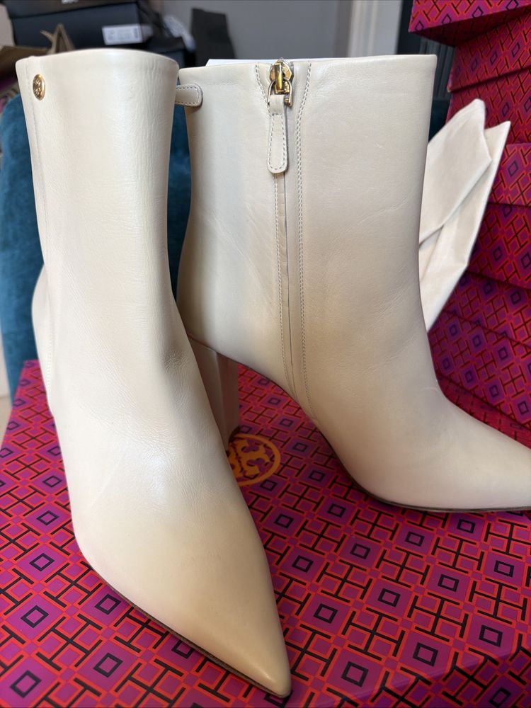 Tory Burch PENELOPE 90MM Heeled Ankle Boots Dulce De Leche Uk 7.5 BNIB image 1