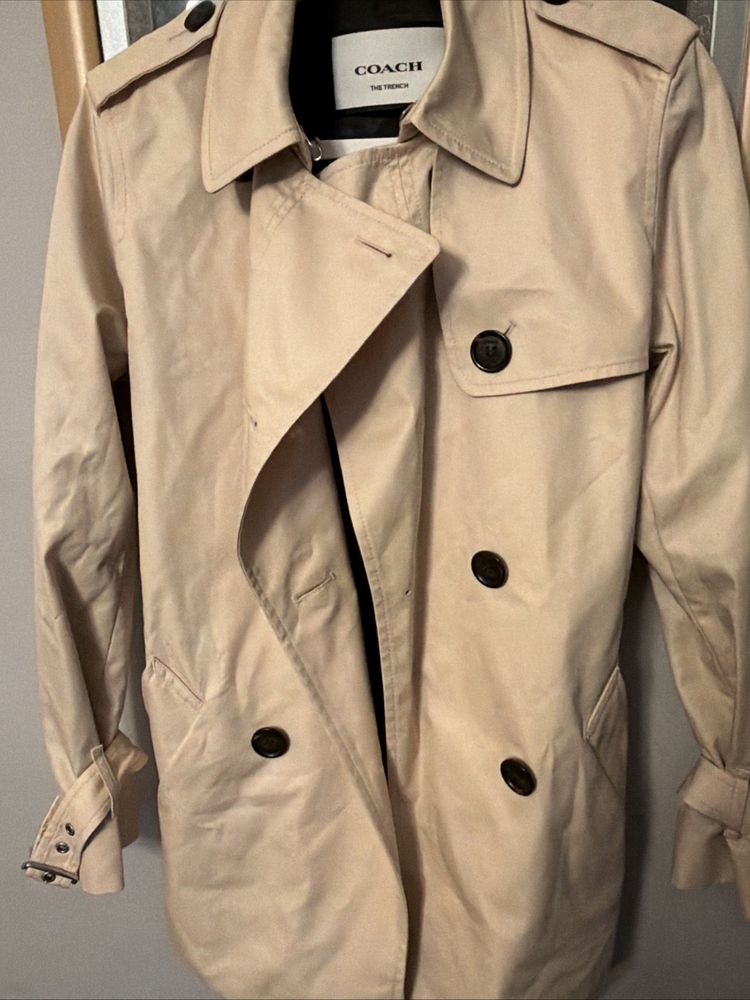 Coach Short Trench Coat Porcelain Pink XS Belted New £395 image 8
