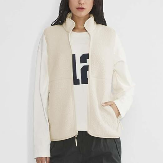Cream Fleece Zip-Up Vest image 1