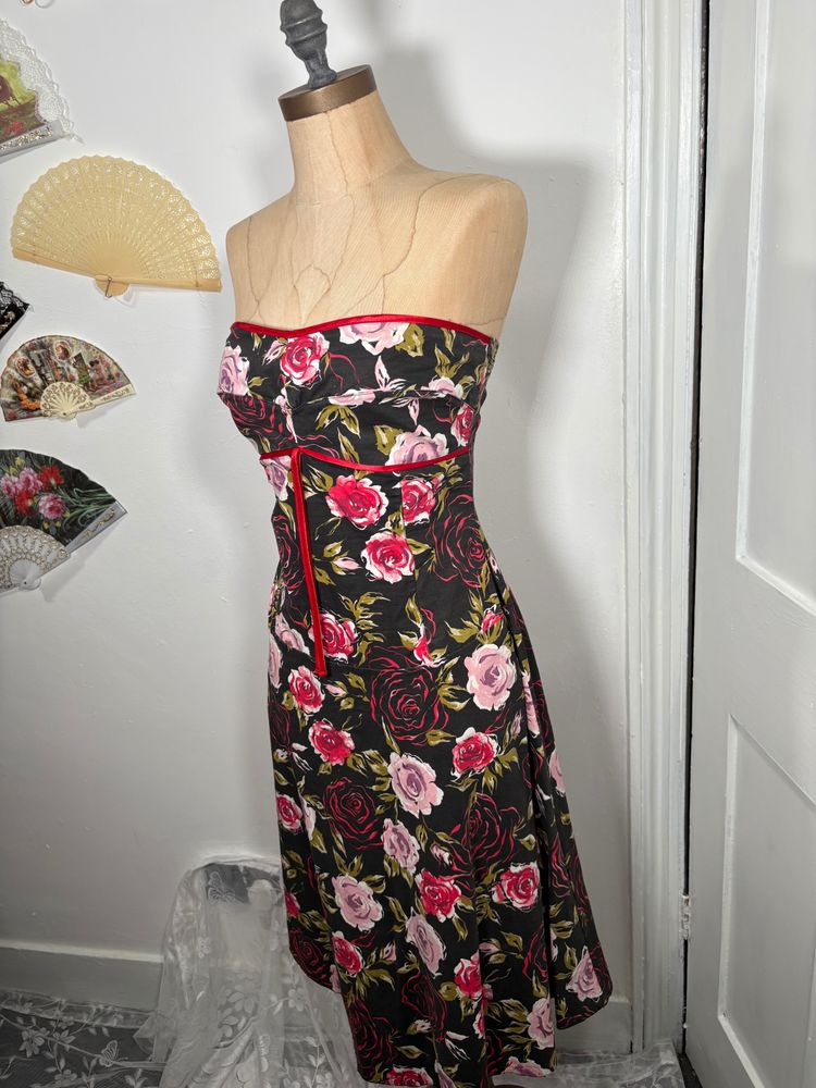 Y2K Floral Strapless Dress image 3