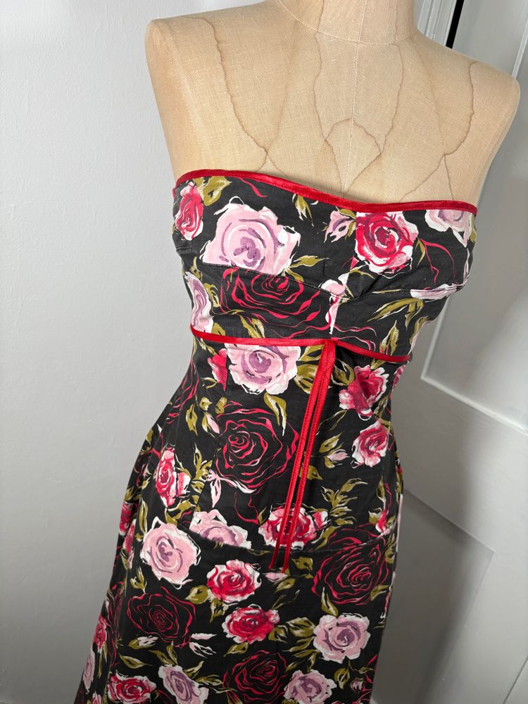 Y2K Floral Strapless Dress image 2