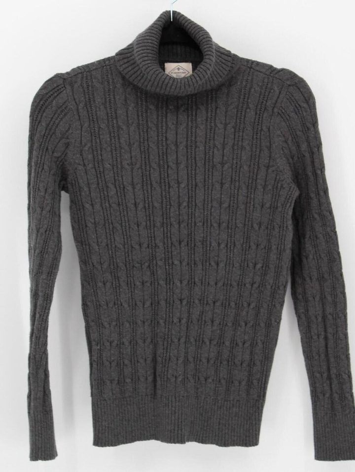 St. John'S Bay Grey Cable Knit Turtleneck Sweater image 1