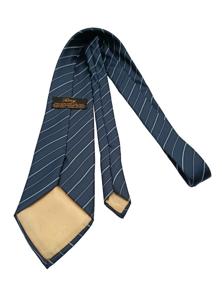 Cravatta Vintage ROXY 100% Seta Blu Righe Celesti 9cm Made in Italy Luxury Tie 4