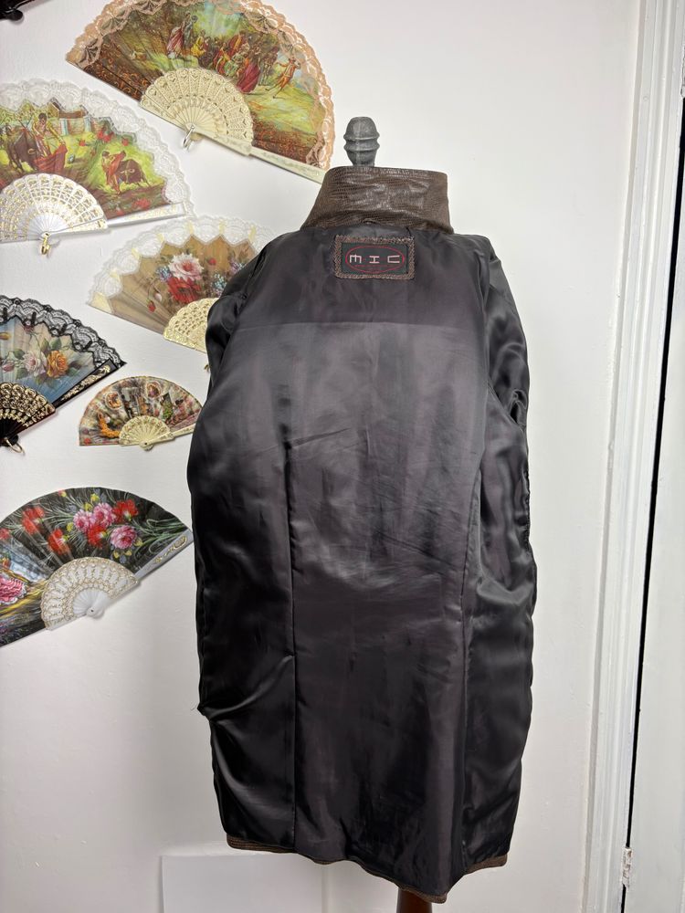 Vintage 80s/90s Lizard skin effect Leather zip up coat 9
