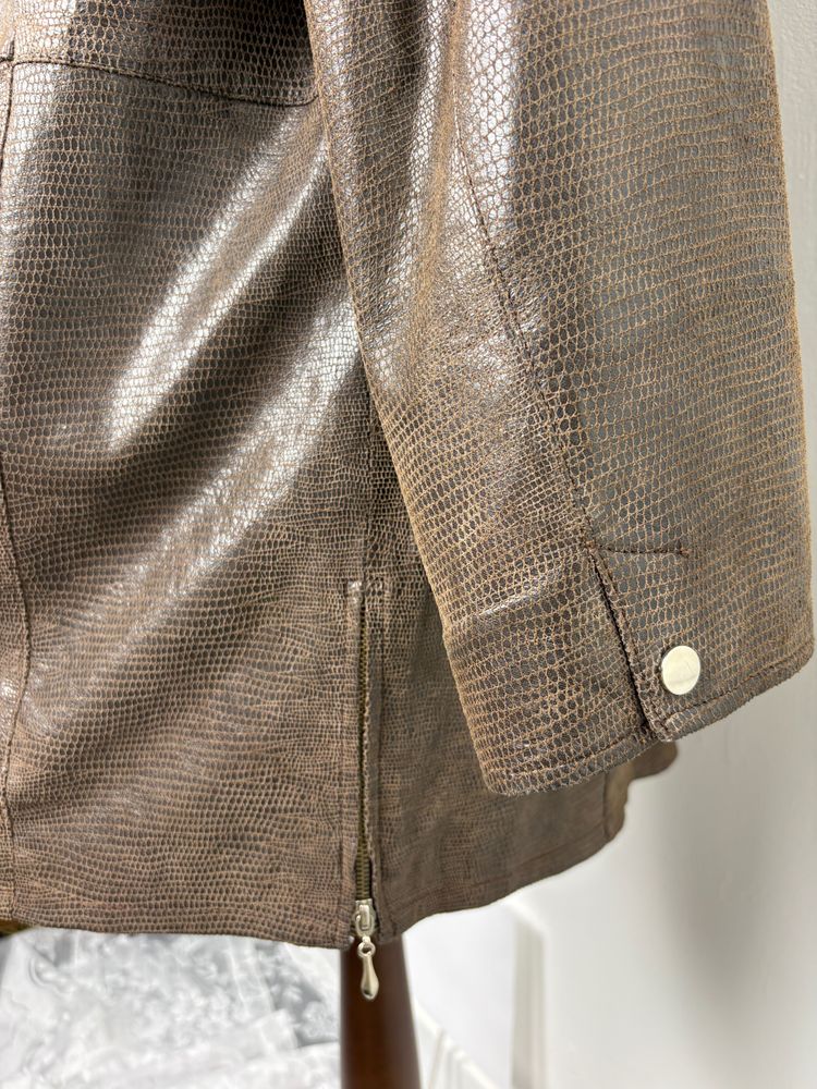 Vintage 80s/90s Lizard skin effect Leather zip up coat 6