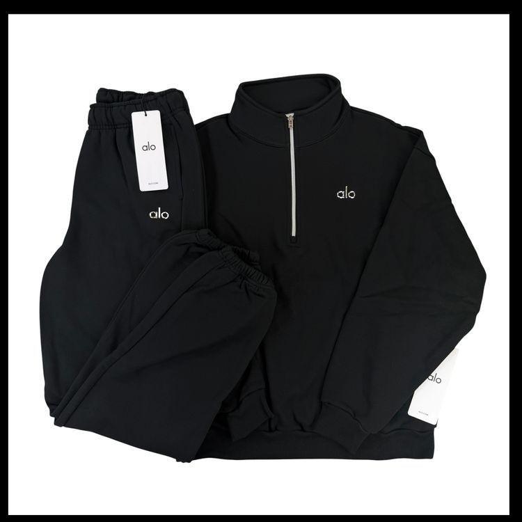 Alo Men’s Black Full 1/4 Zip & Cuffed Bottoms Tracksuit image 5