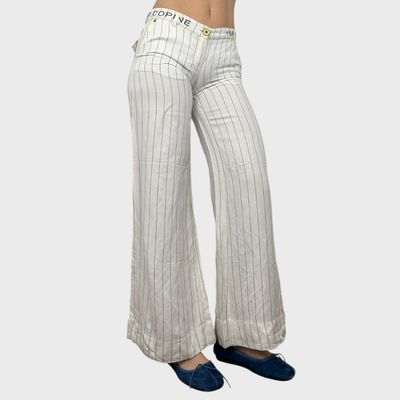 Cop Copine White Stripe Linen Trousers - XS/S
