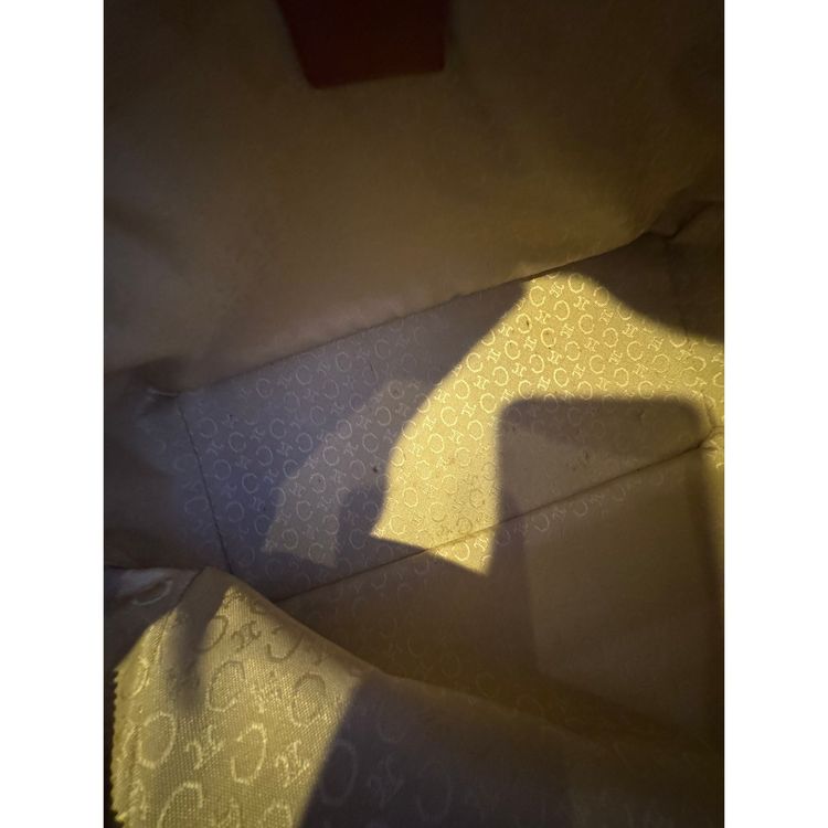 Vintage Céline Audra handbag / bowling bag in suede with C Macadam pattern and tanned leather imagen 10