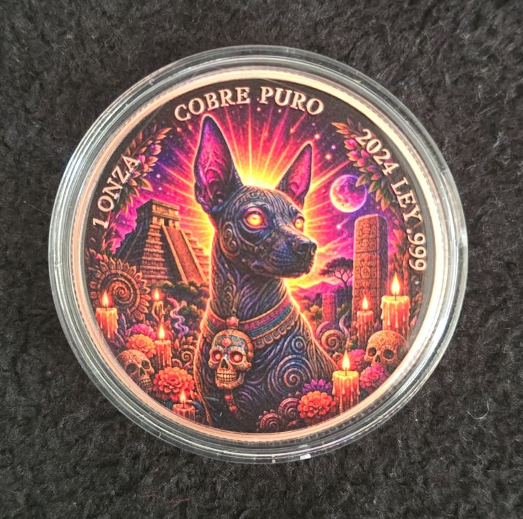 1oz Copper Día de los Muertos "Xoloitzcuintli