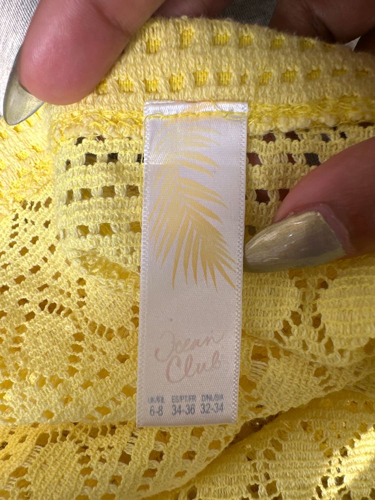 beach drop | small yellow crochet halterneck playsuit 7