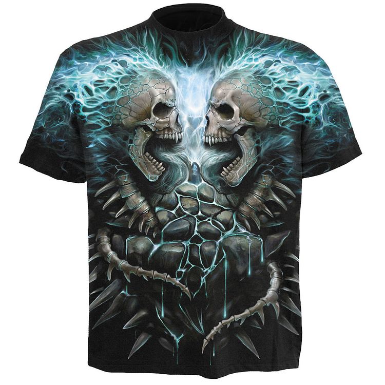 Spiral - FLAMING SPINE - Allover T-Shirt Black