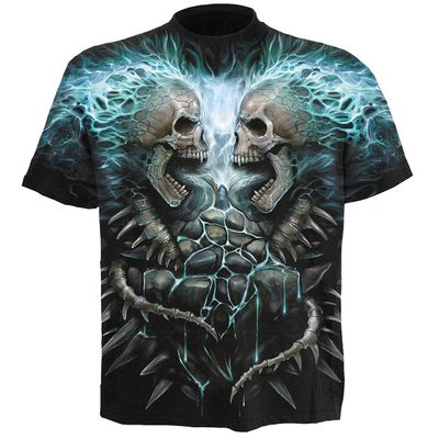 Spiral - FLAMING SPINE - Allover T-Shirt Black
