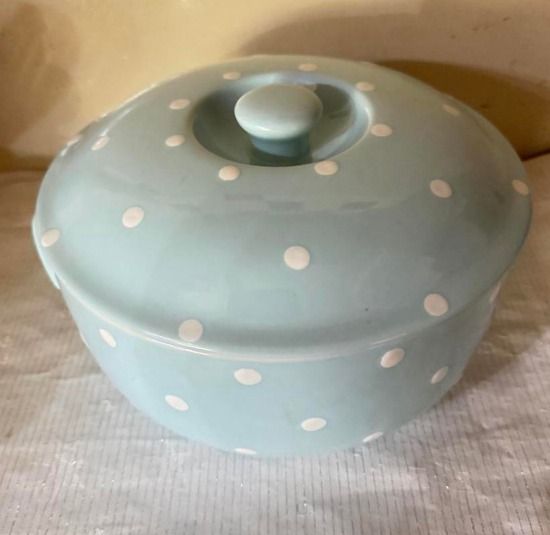 Blue Ceramic Container With Lid