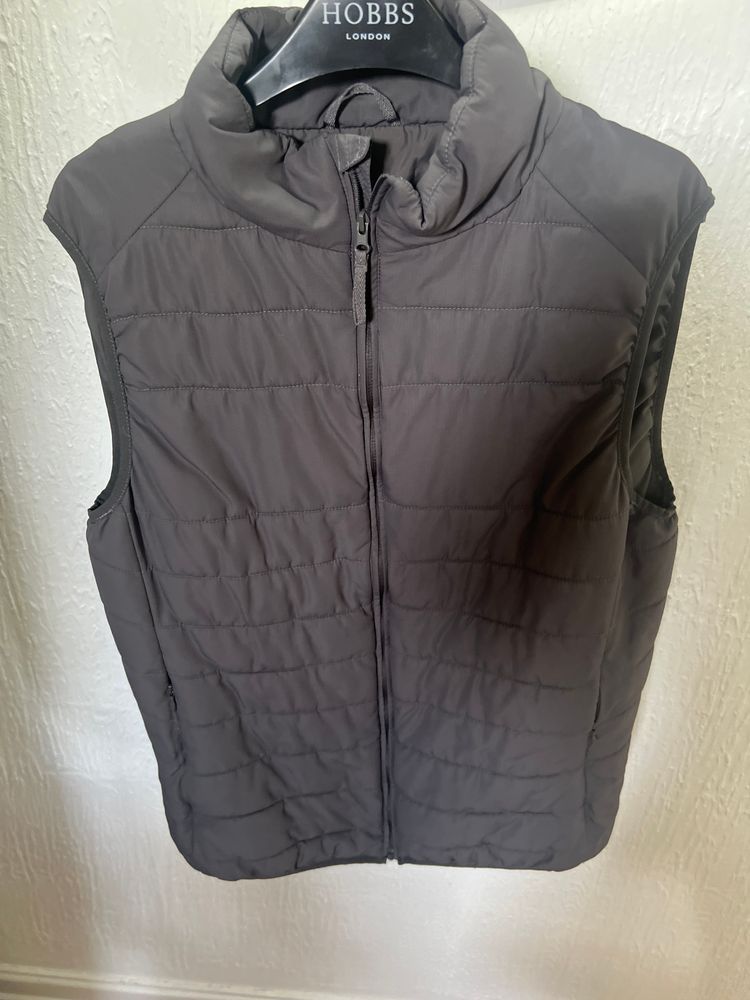  Grey body warmer Sleeveless Quilted Vest Medium 