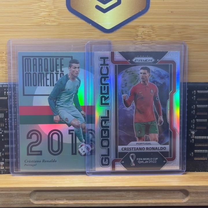 Other Lote 2 cards Cristiano Ronaldo = Marquee Moments Nobilty 2016 HOLO + Prizm Qatar 2022 Global Reach Silver Prizm product image