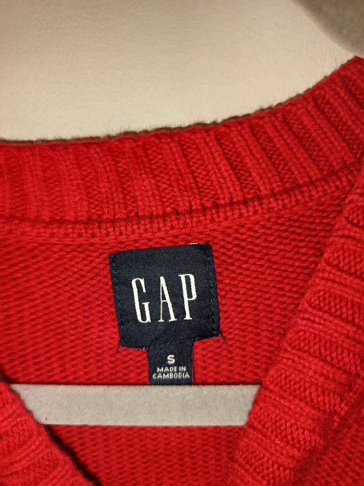Gap Red Cable Knit Sweater obraz 2