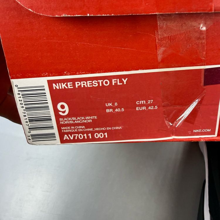 Nike Presto Fly Size UK 8 Black White Men's Trainers AV7011-001 obraz 5