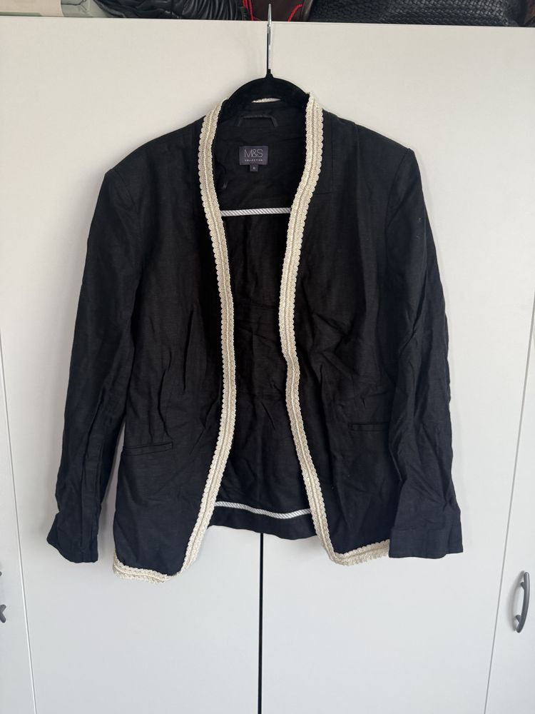 M&S Black Blazer With White Trim