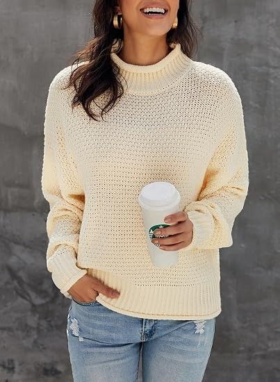 Cream Knit Turtleneck Sweater image 4