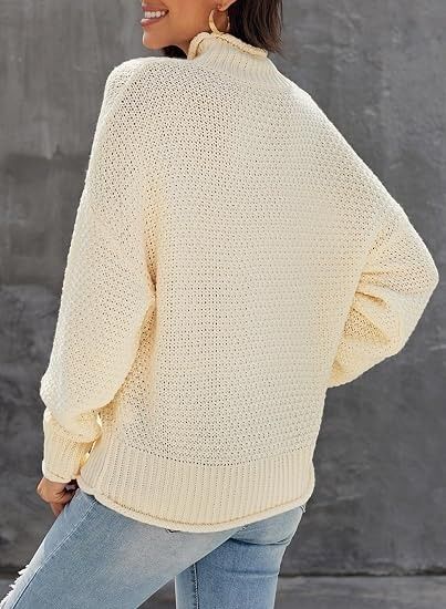 Cream Knit Turtleneck Sweater image 3