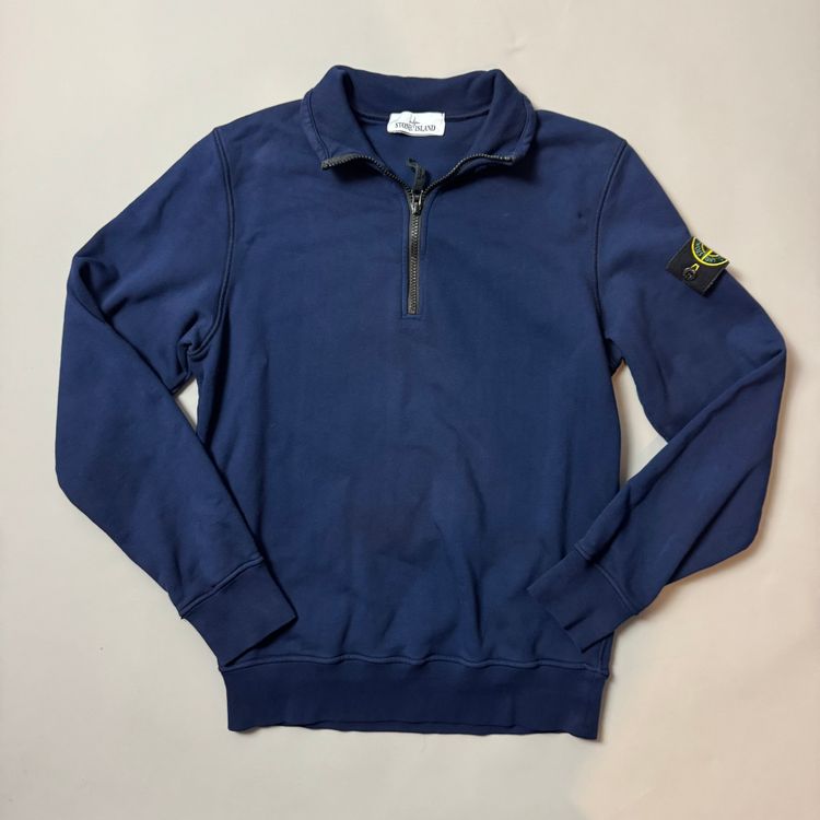 Stone Island Navy 1/4 Zip Sweatshirt - Small